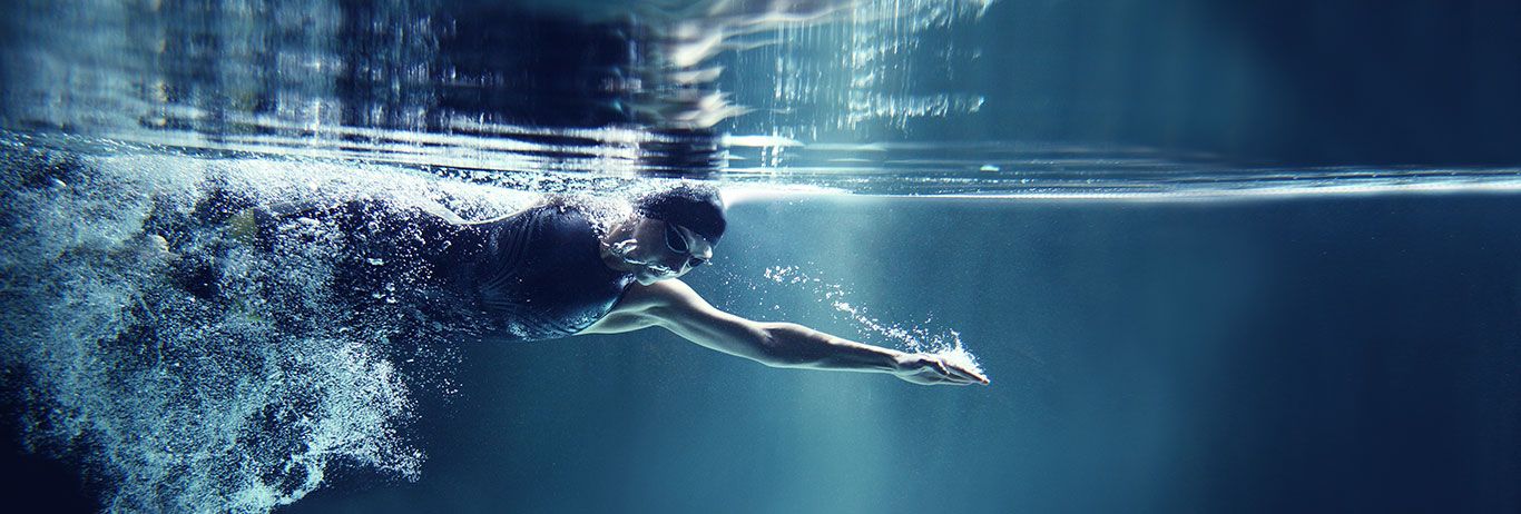 Swimmer moving through water